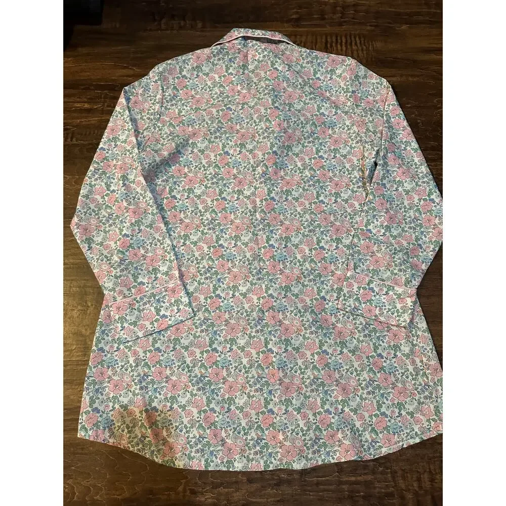 Cecil and Lou pink and blue liberty print pajama nightshirt women's large - Picture 2 of 4